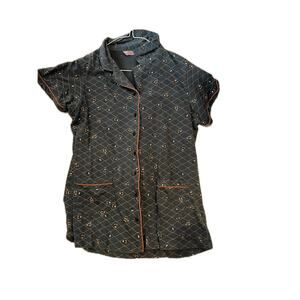 Melini Flower Button Down Blouse Womans L